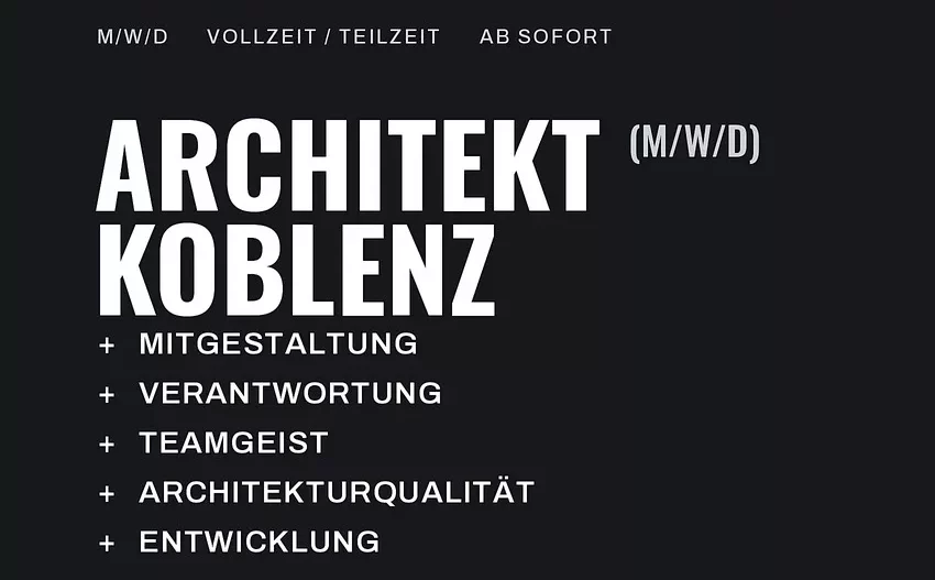 Architekt gesucht, Stellenanzeige, Koblenz, job Architekt gesucht, Stellenanzeige, Koblenz, job